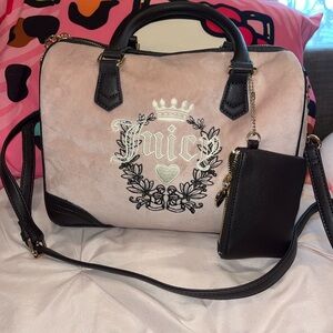 Juicy Couture Pink Heritage Satchel with Brown Trim